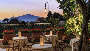 Grand Hotel de la Ville, sunset dining on the terrace